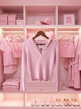 GAP Pink Ribbed V-Neck Sweater